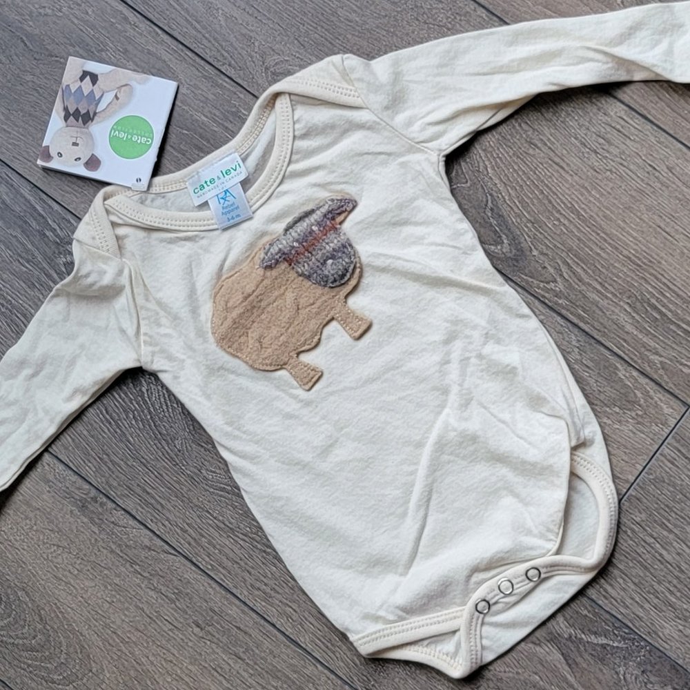 CATE & LEVI Organic Onesie - Baby - Made in Canada NEW NWT 3-6 mo Sheep